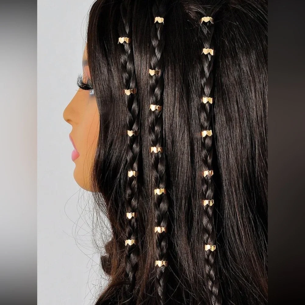 40 Pack Fairy-core Gold Cleopatra Heart Shaped Hair Cuffs Accessories Set Braids